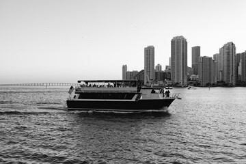boat on the river sea miami people vacation 