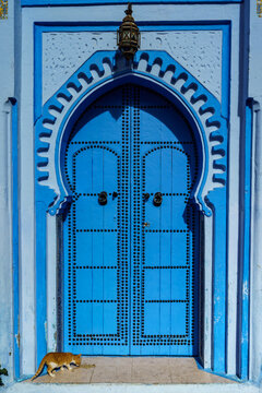 Morocco. Chefchaouen. An old typical blue door