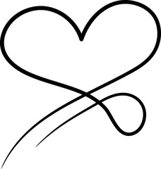 Hand drawn line art with heart shape.