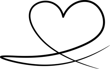 Hand drawn line art with heart shape.