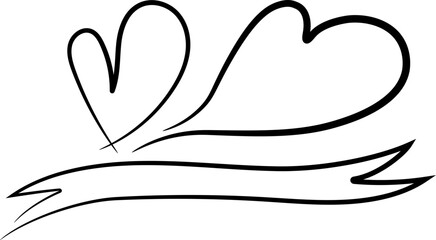 Hand drawn line art with heart shape.