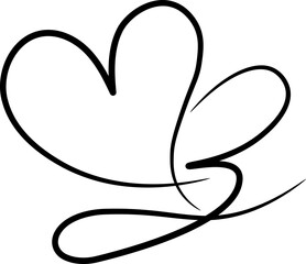 Hand drawn line art with heart shape.