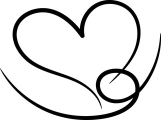 Hand drawn line art with heart shape.