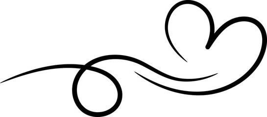 Hand drawn line art with heart shape.