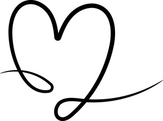 Hand drawn line art with heart shape.