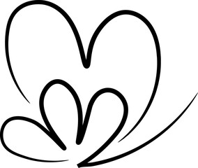 Hand drawn line art with heart shape.