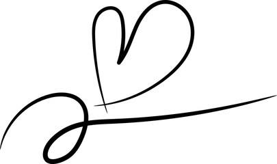 Hand drawn line art with heart shape.