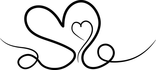 Hand drawn line art with heart shape.