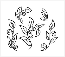 Branch with leaves clipart isolated. Eco doodle icon. Engraving Vector stock illustration. EPS 10