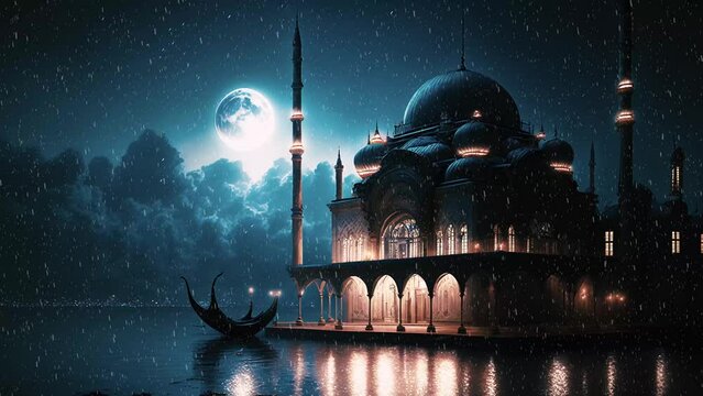 animated islamic background , islamic mosque UHD 4K 30 fps AI background	
