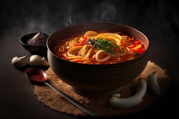 Soup with meat and vegetables And Noodles