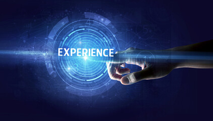 Hand touching business concept button