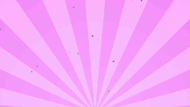 Pink sunburst with scattered confetti