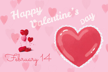 Valentines day sale background with Heart Balloons and clouds. Paper cut style. Can be used for Wallpaper, flyers, invitation, posters, brochure, banners.