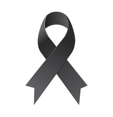 Realistic Cancer Ribbon Black Isolated Symbol Icon Vector Illustration