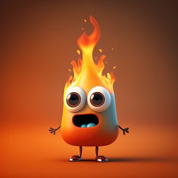 Cute Cartoon Fire Character (Generative AI)