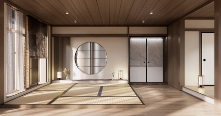 Muji style, Empty wooden room,Cleaning japandi room interior,