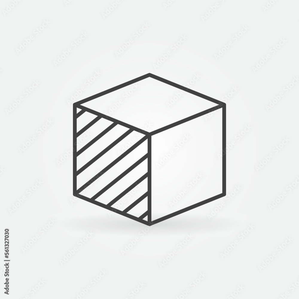 Aufkleber 3d print - cube printed by 3d printer vector concept thin line icon