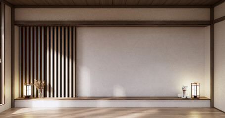 Muji style, Empty wooden room,Cleaning japandi room interior,