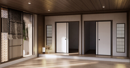 Muji style, Empty wooden room,Cleaning japandi room interior,