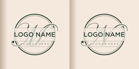 set initial logo design template M N