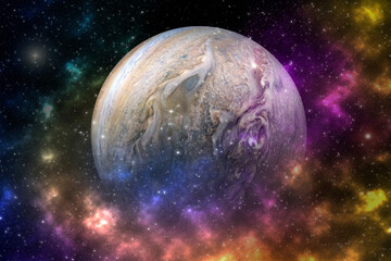 Obraz na płótnie Canvas magical jupiter planet in the colorful starry universe Elements of this image furnished by NASA