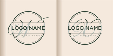 set initial logo design template W X