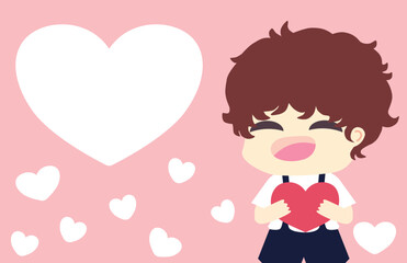 child with heart for Valentine's day decoration 