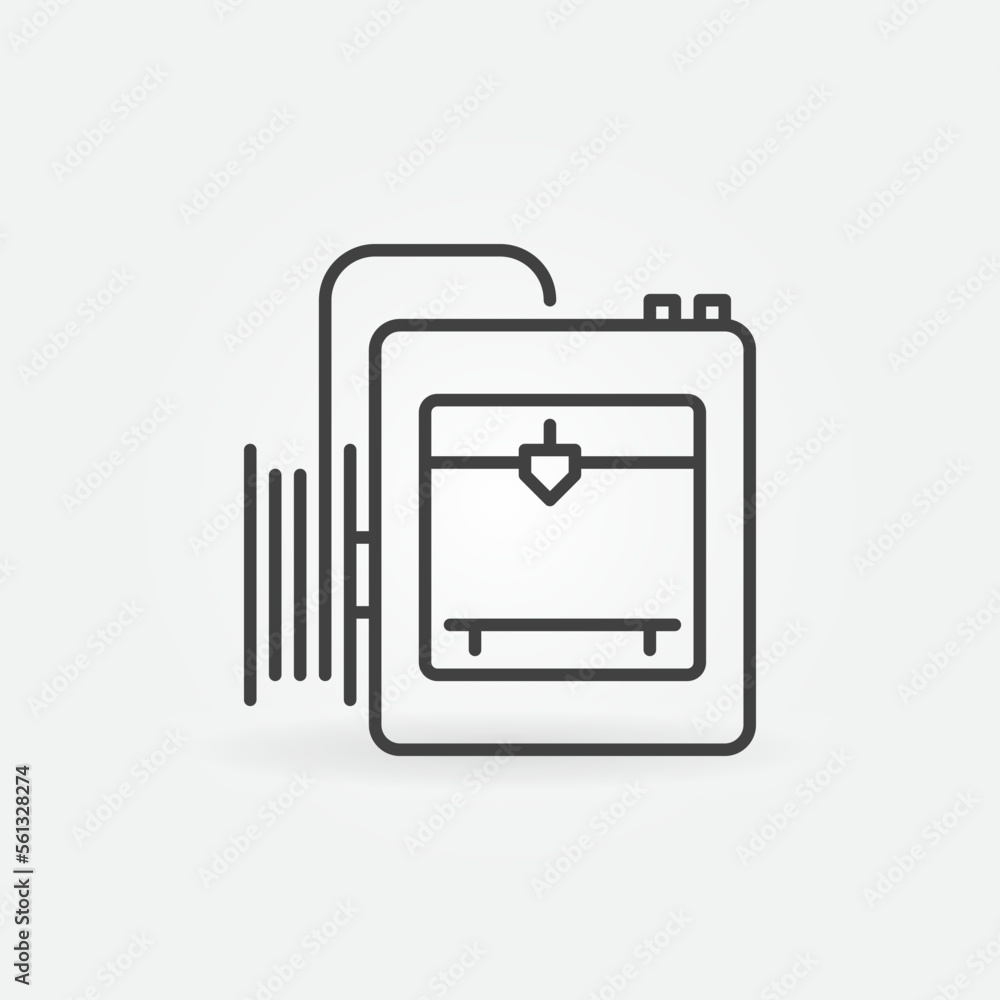 Poster 3d printer with filament vector concept linear icon
