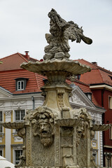 Obraz premium statue of a lion in a temple , image taken in stettin szczecin west poland, europe