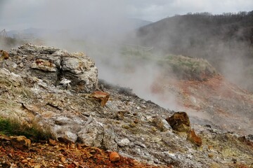 fire in the mountains , image taken in Follonica, grosseto, tuscany, italy , larderello desert
