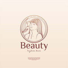 Beauty woman monoline logo design
