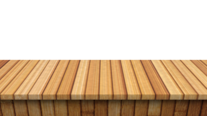 Light wooden slatted table