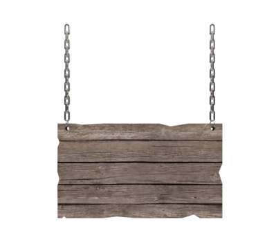Gray wooden board held by chains