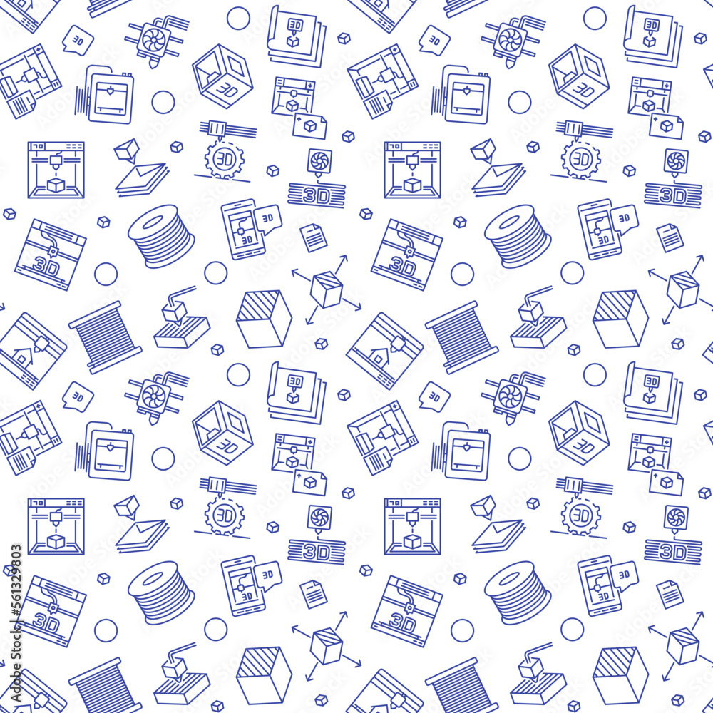 Aufkleber 3d printing vector additive manufacturing thin line seamless pattern
