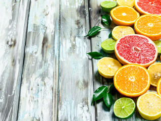 Juicy citrus with leaves.