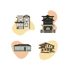 Vector isolated illustration of a set of houses.