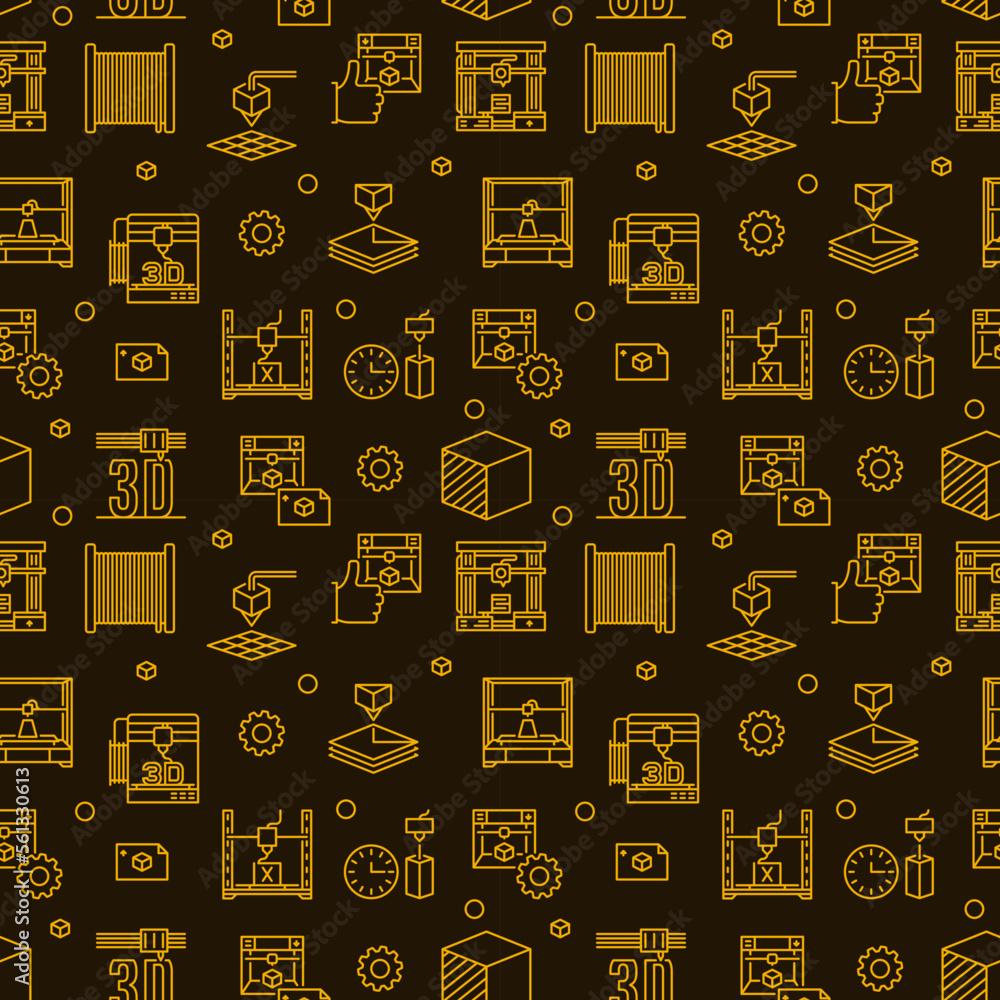 Aufkleber 3d printing technology concept seamless pattern. vector background