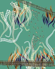 pattern decorated with seaweeds pattern with fishes