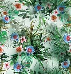 seamless floral pattern tropical leaf 