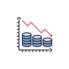 Coins with Inflation Graph vector concept colored icon