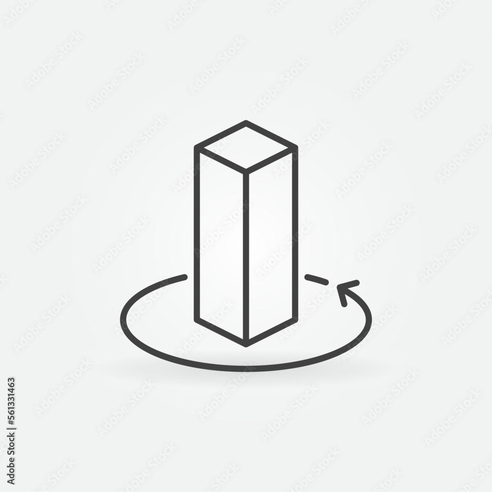 Poster cube with round arrow vector thin line concept icon or sign