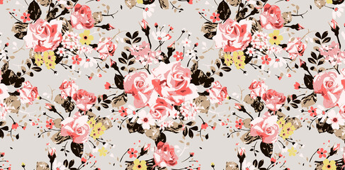pattern with flowers pink color 