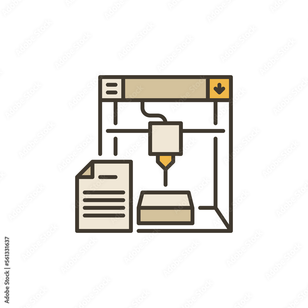 Poster document with 3d printer vector concept colored icon or symbol