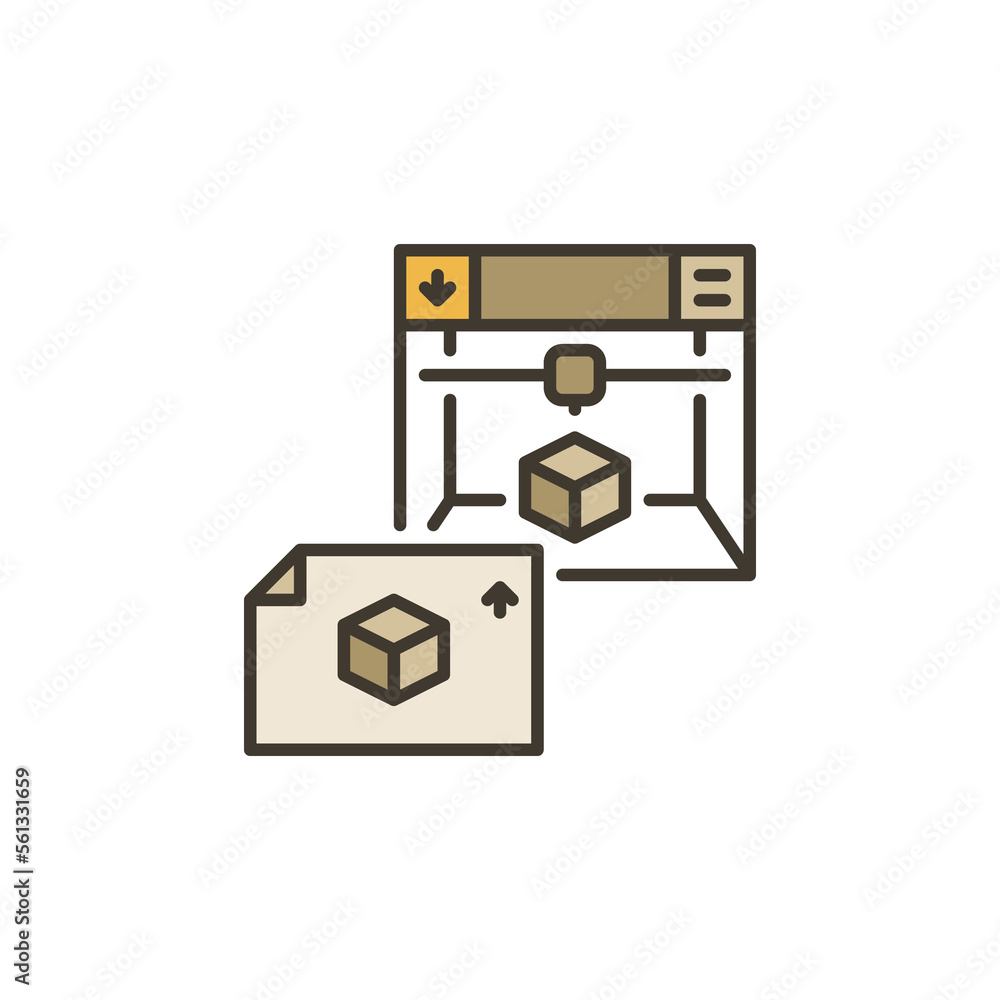 Poster document with 3d printer vector printing concept colored icon