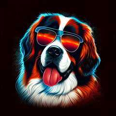 Saint Bernard with sunglasses - By Generative AI