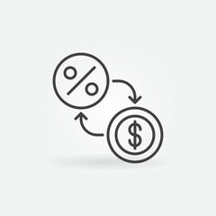 Dollar and Percent vector Inflation concept outline icon