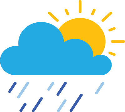 Sun And Cloud With Rain Icon Vector Illustration