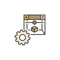 Gear with 3D printer vector Printing Settings colored icon
