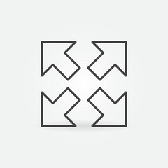 Maximize Size vector thin line Four Arrows concept icon or symbol